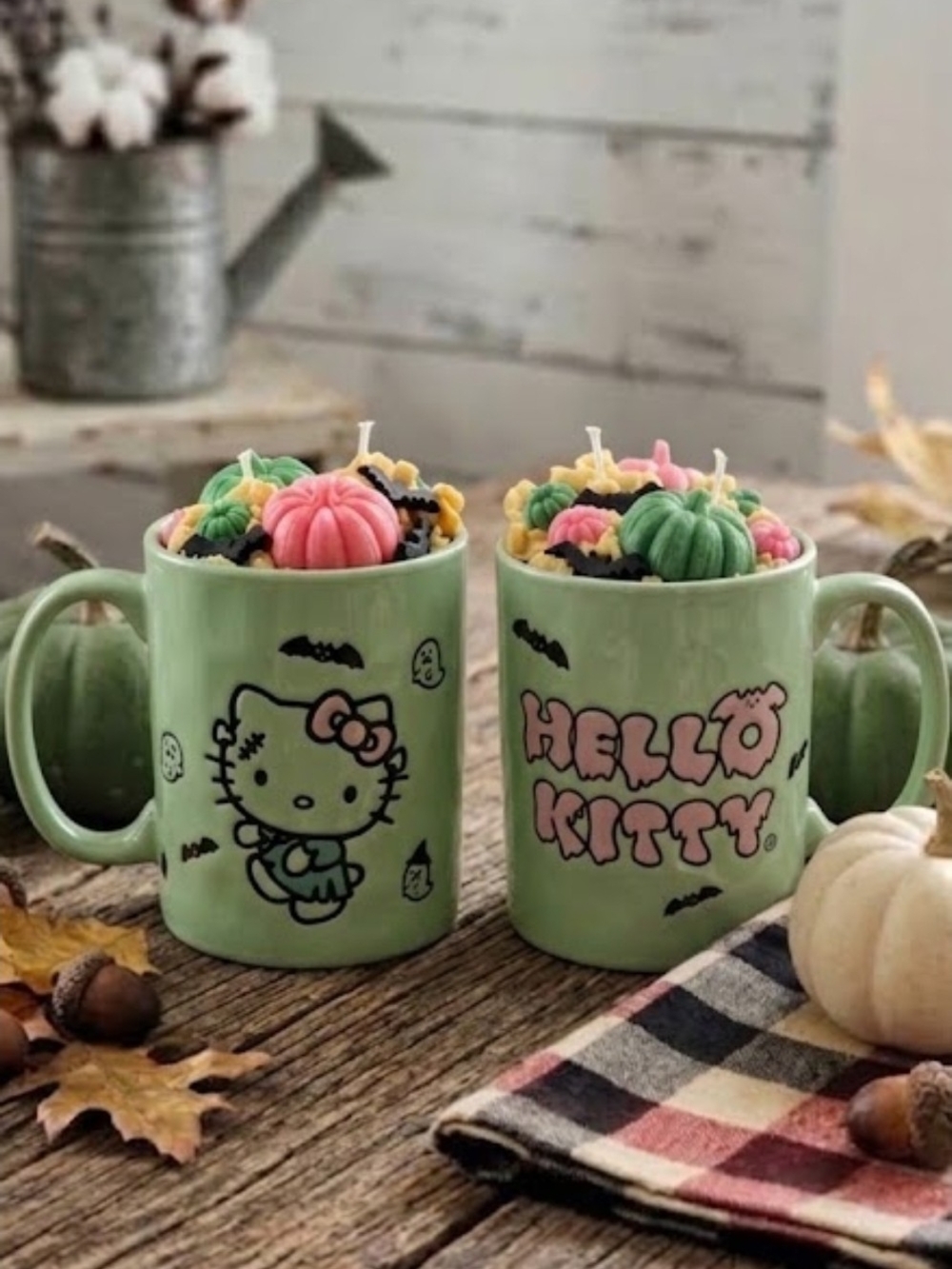 Hello Kitty Mint Green Mug Soy Candle 2 Side Design 19 Oz Scented Candle